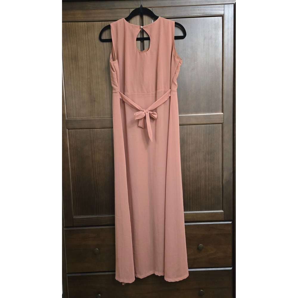 Bright Nex Mauve Pink Sleeveless Button Front Slit Maxi Dress Overlay XL Keyhole - Picture 11 of 12